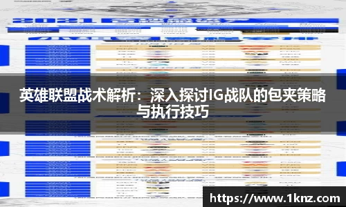 英雄联盟战术解析：深入探讨IG战队的包夹策略与执行技巧